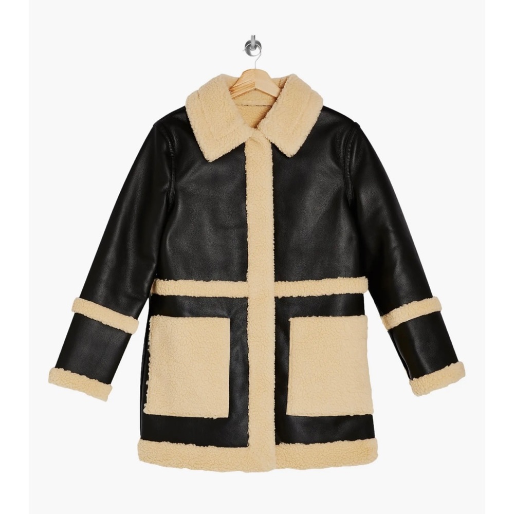 Brand New (with tags) Topshop Raven Reversible Faux Shearling Coat